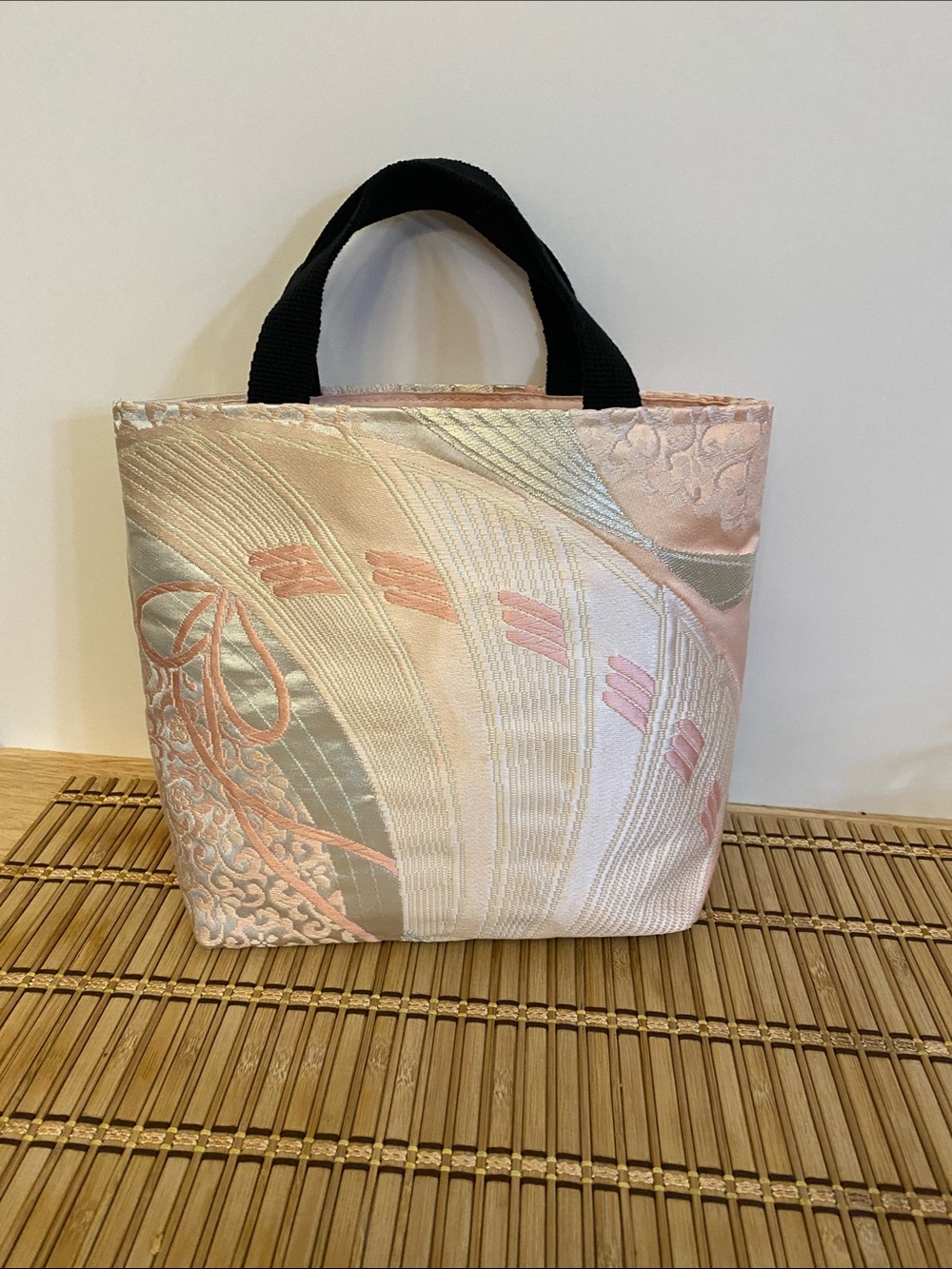 Elegant Pink and Cream Obi Tote Bag